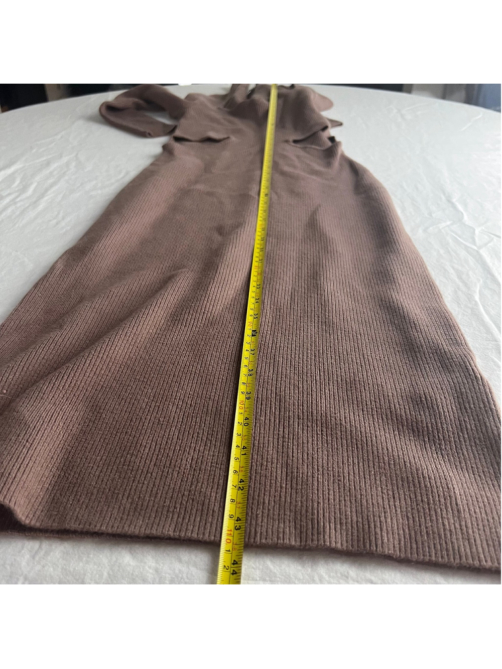 NWT Abercrombie & Fitch Ribbed Cutout Sweater Midi Dress Brown/Taupe L Bodycon - Picture 9 of 10